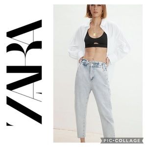 Zara | Paperbag Baggy Acid Wash Denim~0